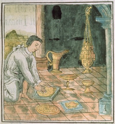 Gold objects in an Aztec shop, from the 